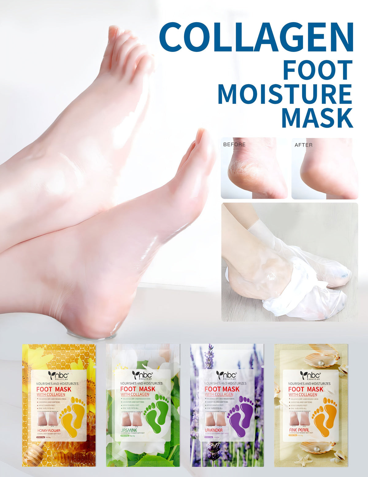 NBC COLLAGEN MOISTURE FOOT MASK - FINE PEARL