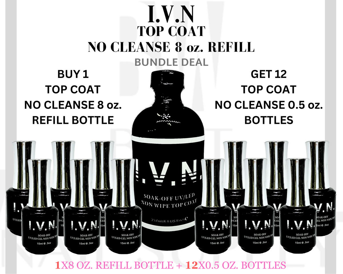 IVN NO CEANSE GEL TOP COAT - BUNDLE DEAL BUY 1 GET 12 FREE!