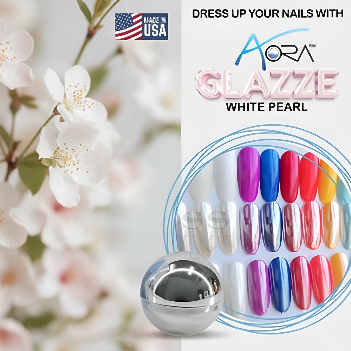 Aora Chrome Powder - glazze white pearl