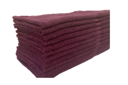 BURGUNDY PREMIUM 100% COTTON TOWELS 16X27 - 12PCS/BAG