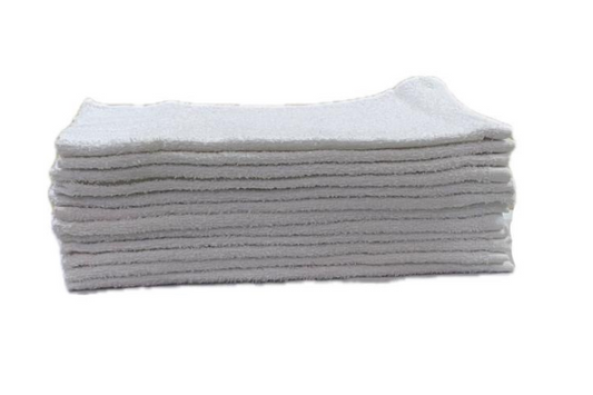 WHITE PREMIUM 100% COTTON TOWELS 16X27 - 12PCS/BAG