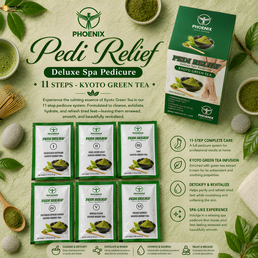 PHOENIX Pedi Relief Deluxe Spa Pedicure 11 Steps - Kyoto Green Tea