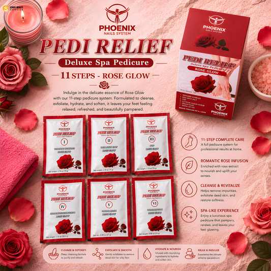 PHOENIX Pedi Relief Deluxe Spa Pedicure 11 Steps - Rose Glow