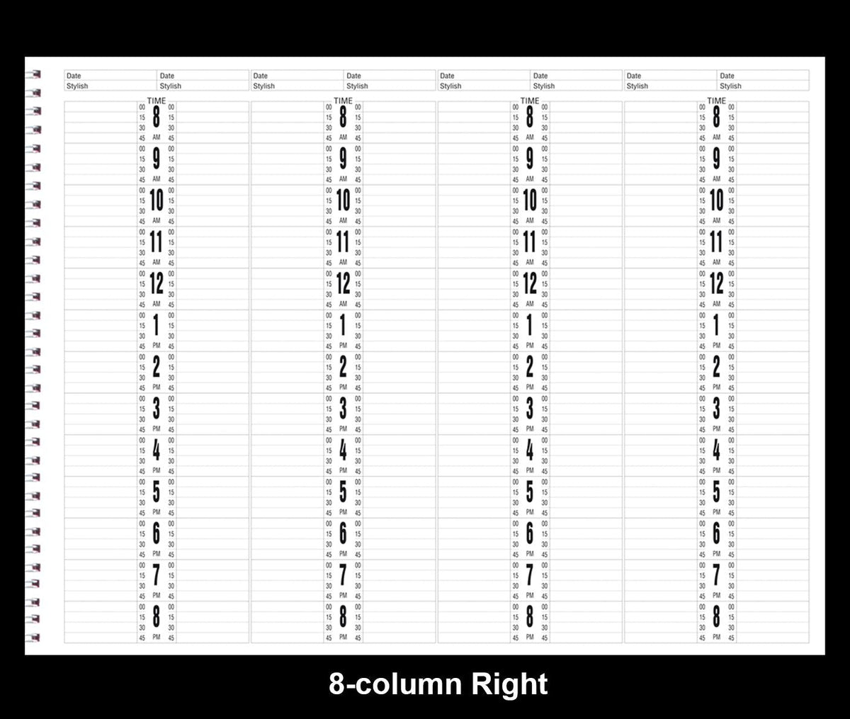 SALON APPOINTMENT BOOK 8-COLUMN