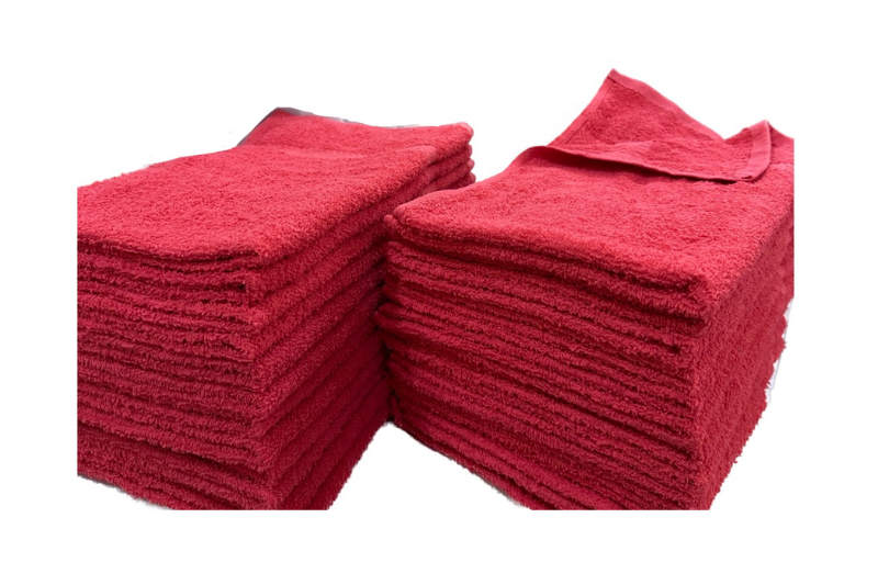 RED PREMIUM 100% COTTON TOWELS 16X27 - 12PCS/BAG