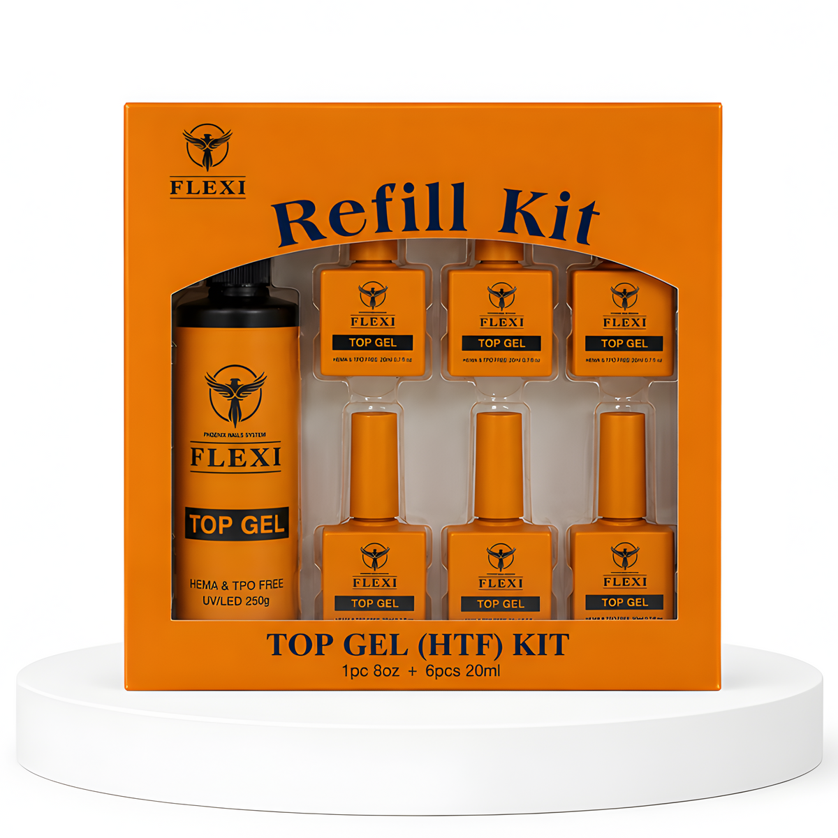 Phoenix - Flexi Gel Top Coat HEMA TPO FREE (Hyper Gloss) - Kit 8oz Free 6 (0.7oz)