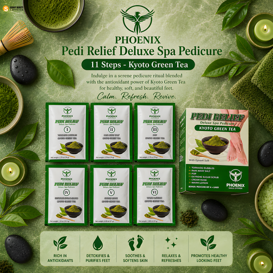 PHOENIX Pedi Relief Deluxe Spa Pedicure 11 Steps - Kyoto Green Tea