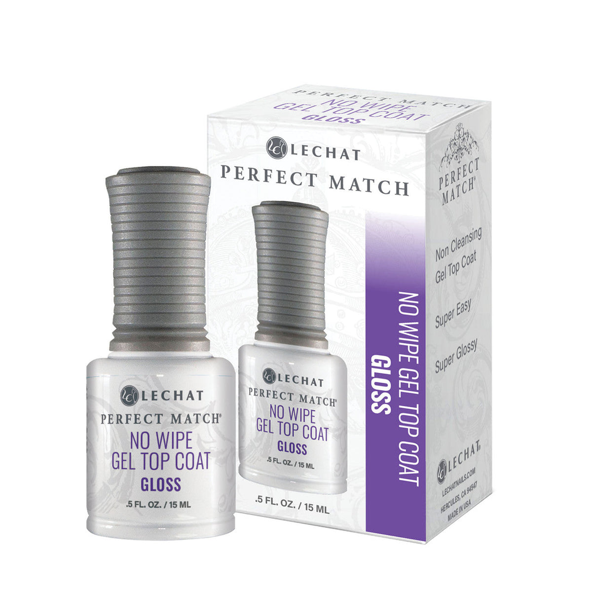 LECHAT NO WIPE GEL TOP COAT GLOSS 0.5OZ.